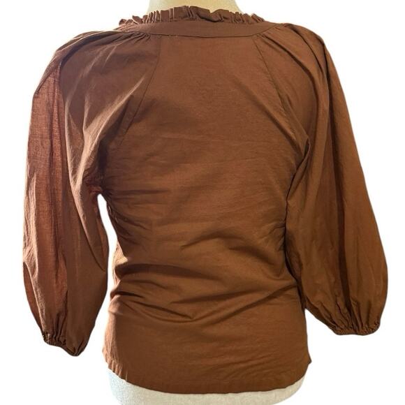 Camicettasnob Brown/Rust Puff 3/4 Sleeve Blouse Size IT44/US 8 - Picture 4 of 10